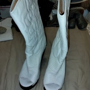 Leather peep toe cowgirl boots. Custom made